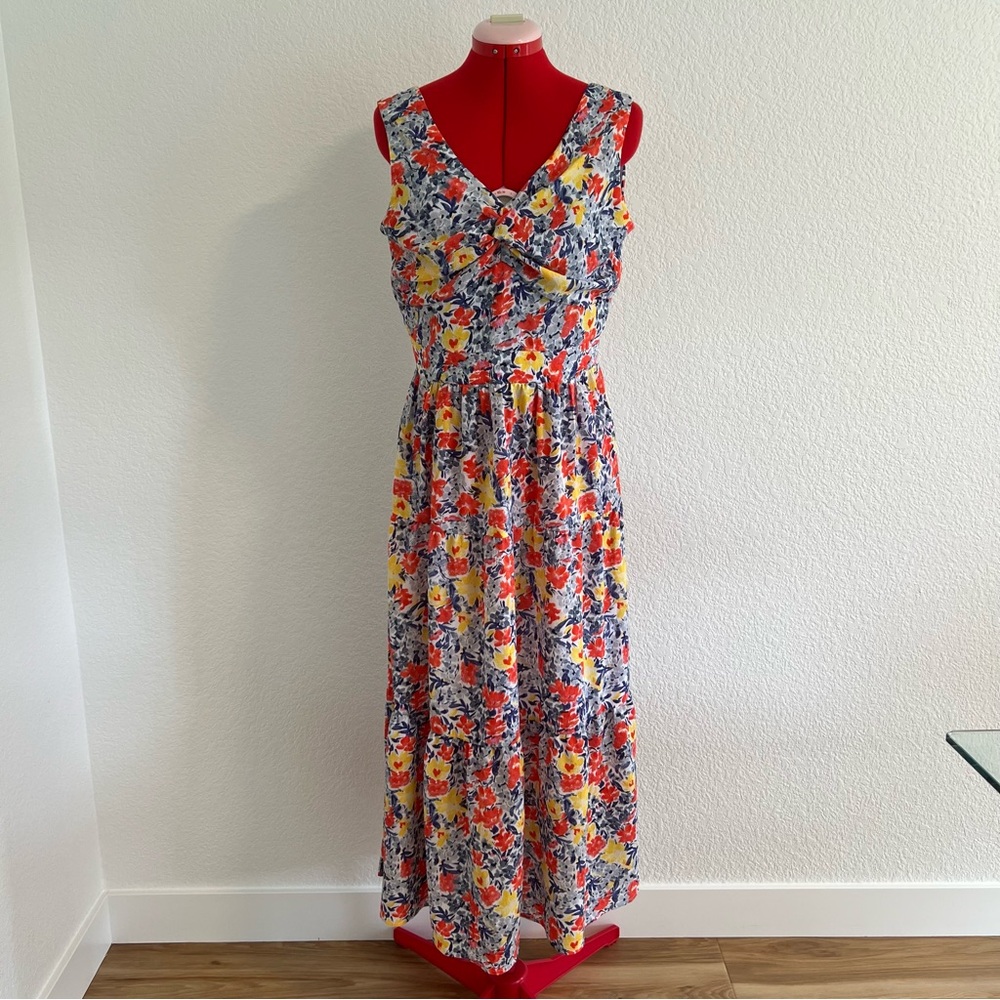 R&K Floral Maxi Dress Sleeveless V-neck Size 6